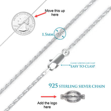 Load image into Gallery viewer, 925 Sterling Silver Rope Chain 1.5MM 16-36 Inch