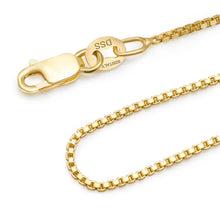 Load image into Gallery viewer, 925 Sterling Silver Gold Plated Box Chain Lobster Claw Clasp 16-30"