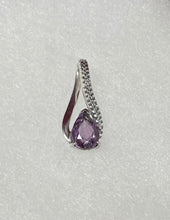 Load image into Gallery viewer, Amethyst Sterling Silver Pendant, tear drop shape stone