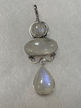 Load image into Gallery viewer, Sterling Silver 3 stone Moonstone Pendant