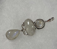 Load image into Gallery viewer, Sterling Silver 3 stone Moonstone Pendant