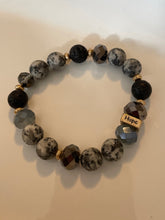 Load image into Gallery viewer, Lava Stone, Jasper and Glass bead Gemstone Bead bracelet, 10mm