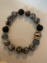 Load image into Gallery viewer, Lava Stone, Jasper and Glass bead Gemstone Bead bracelet, 10mm
