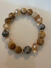 Load image into Gallery viewer, Picture Jasper, Jasper and Glass Bead 10mm stretch Gemstone Bracelet