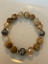 Load image into Gallery viewer, Picture Jasper, Jasper and Glass Bead 10mm stretch Gemstone Bracelet