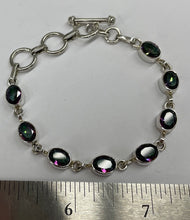 Load image into Gallery viewer, Genuine Mystic Topaz Sterling Silver Bracelet - with a toggle clasp