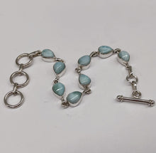 Load image into Gallery viewer, Larimar and Sterling Silver Toggle Bracelet 7"-7.5"