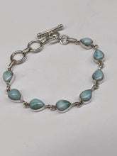 Load image into Gallery viewer, Larimar and Sterling Silver Toggle Bracelet 7"-7.5"