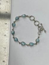 Load image into Gallery viewer, Larimar and Sterling Silver Toggle Bracelet 7"-7.5"