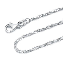 Load image into Gallery viewer, 1.2MM Sterling Silver Singapore Chain with Lobster Claw Clasp