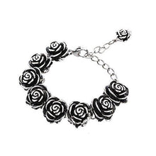 Load image into Gallery viewer, Designer Stainless Steel Rose Bracelet with 3" extender
