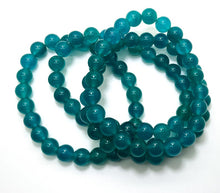 Load image into Gallery viewer, Blue Agate Smooth Round Gemstone Bead Stretch Bracelet