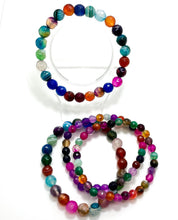Load image into Gallery viewer, Colorful Rainbow Agate Faceted Gemstone Beads Stretch Bracelet