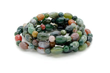 Load image into Gallery viewer, Indian Agate Round & Sphere Barrel Natural Gemstone Stretch Bracelet