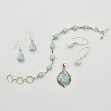 Load image into Gallery viewer, Larimar and Sterling Silver Toggle Bracelet 7"-7.5"