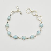 Load image into Gallery viewer, Larimar and Sterling Silver Toggle Bracelet 7"-7.5"