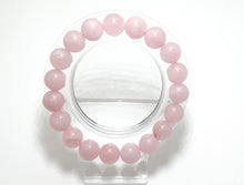 Load image into Gallery viewer, Light Pink Rose Quartz Smooth Round Natural Gemstone Stretch Bracelet