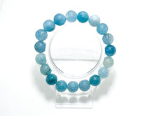 Load image into Gallery viewer, Natural Aquamarine Smooth Round Gemstone Stretch Bracelet