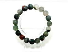 Load image into Gallery viewer, Natural Bloodstone Matte Round Gem Stretch Bracelet