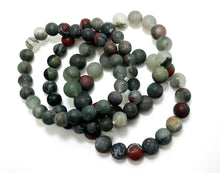 Load image into Gallery viewer, Natural Bloodstone Matte Round Gem Stretch Bracelet