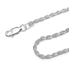 Load image into Gallery viewer, 2MM Sterling Silver Rope Chain with Lobster Claw Clasp 16-36"