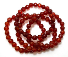 Load image into Gallery viewer, Natural Carnelian Faceted Round Gemstone Stretch Bracelet