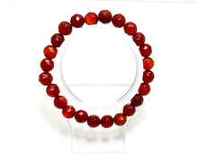 Load image into Gallery viewer, Natural Carnelian Faceted Round Gemstone Stretch Bracelet