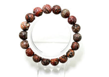 Load image into Gallery viewer, Red Fossil Jasper Smooth Round Natural Gemstone Stretch Bracelet