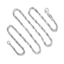 Load image into Gallery viewer, 2MM Sterling Silver Singapore Chain with Lobster Claw Clasp