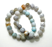 Load image into Gallery viewer, Natural White Blue Brown Agate Faceted Round Gemstone Stretch Bracelet