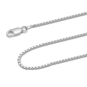 925 Sterling Silver 1MM Box Chain - Rhodium Plated - Lobster Claw Size 16-36 inch