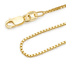 Load image into Gallery viewer, 925 Sterling Silver Gold Plated Box Chain Lobster Claw Clasp 16-30&quot;
