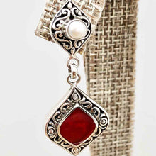 Load image into Gallery viewer, Coral and Pearl Sterling Silver Earrings
