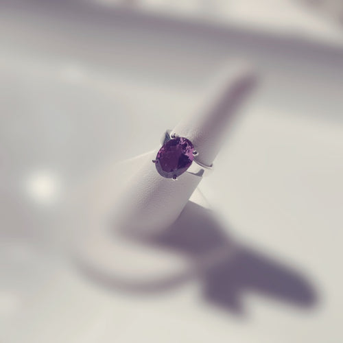 Amethyst Sterling Silver Ring - Oval shape