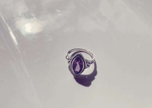 Amethyst Sterling Silver Faceted Ring