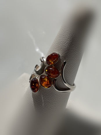 Amber Sterling Silver Ring