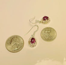 Load image into Gallery viewer, Amethyst Oval Shape Sterling Silver Dangle Earrings - cabochon cut