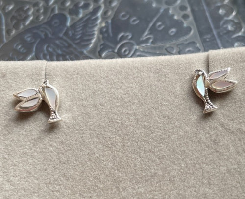 Hummingbird Mother of Pearl Sterling Silver Stud Earrings