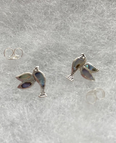 Hummingbird Abalone Sterling Silver Stud Earrings