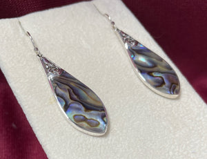 Abalone Sterling Silver Pierced Drop Earrings