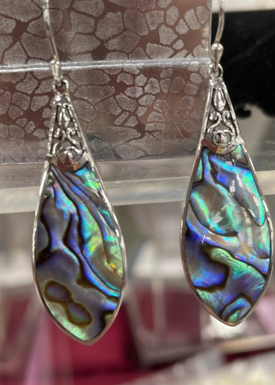 Abalone Sterling Silver Pierced Drop Earrings
