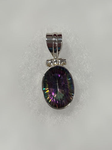 Mystic Topaz Sterling Silver Oval Pendant