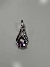 Load image into Gallery viewer, Amethyst Sterling Silver Pendant, tear drop shape stone
