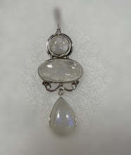 Load image into Gallery viewer, Sterling Silver 3 stone Moonstone Pendant