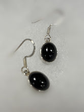 Load image into Gallery viewer, Onyx Sterling Silver Earrings, oval in shape