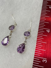 Load image into Gallery viewer, Amethyst Double Stone Sterling Silver Drop Earrings