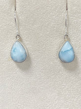 Load image into Gallery viewer, Genuine Larimar and Sterling Silver Fish Hook Earrings