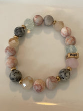 Load image into Gallery viewer, Rhodonite, Jasper and Glass bead gemstone 10mm Stretch Bracelet