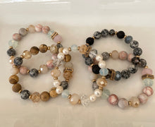 Load image into Gallery viewer, Lava Stone, Jasper and Glass bead Gemstone Bead bracelet, 10mm