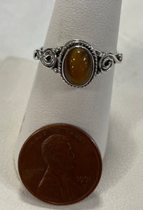 Tiger's Eye Sterling Silver Ring - Sizes 8 and 9